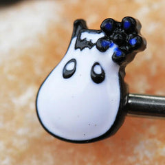 Stainless Steel White Hippo Nipple Bar - Impulse Piercings