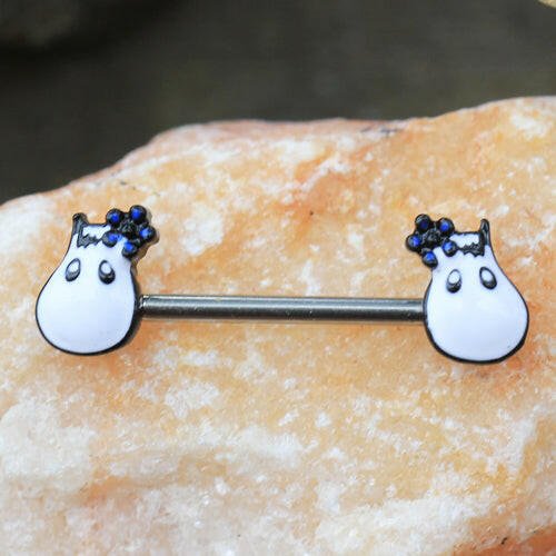 Stainless Steel White Hippo Nipple Bar - Impulse Piercings