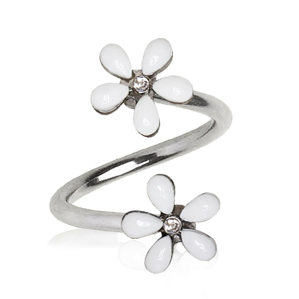 Stainless Steel White Wild Flower Twist Jewelry.