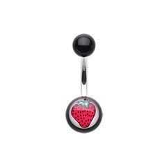 Strawberry Acrylic Belly Button Ring.