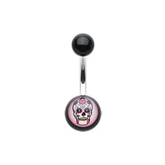 Sugar Skull Acrylic Logo Belly Button Ring.