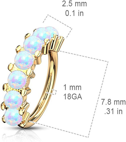 Surgical Steel 7 Opal Lined All Bendable Hoop Rings for Ear Cartilage Eyebrow Nose Rings - Impulse Piercings