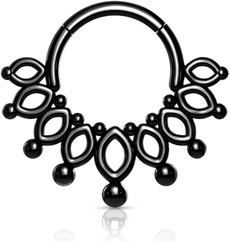 Surgical Steel Beaded End Crown Hinged Segment Hoop Ring - Impulse Piercings