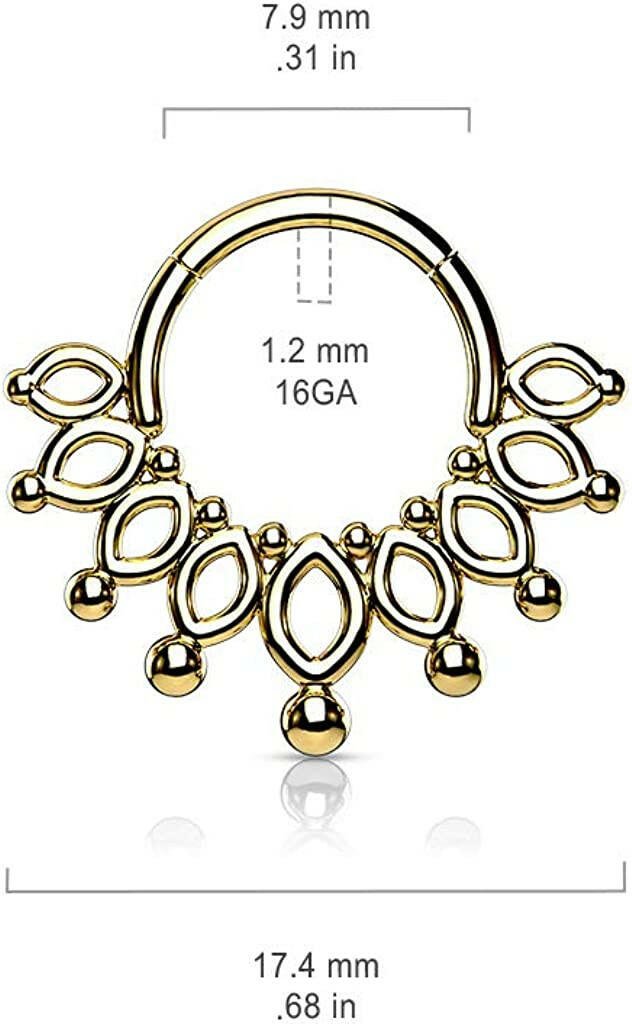 Surgical Steel Beaded End Crown Hinged Segment Hoop Ring - Impulse Piercings