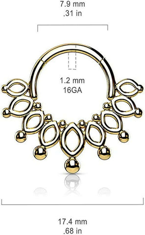 Surgical Steel Beaded End Crown Hinged Segment Hoop Ring - Impulse Piercings