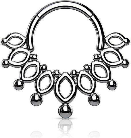 Surgical Steel Beaded End Crown Hinged Segment Hoop Ring - Impulse Piercings