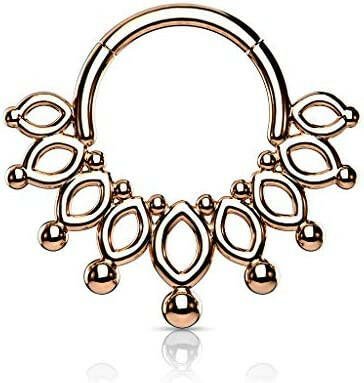 Surgical Steel Beaded End Crown Hinged Segment Hoop Ring - Impulse Piercings