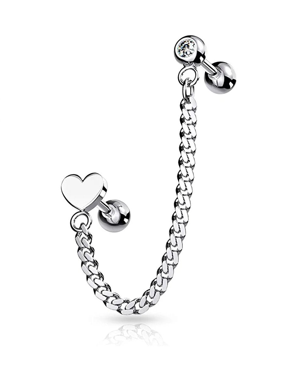 Surgical Steel Chain Linked Crystal Flat Top Barbell - Impulse Piercings