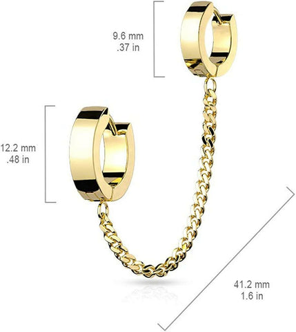 Surgical Steel Chain Linked Double Round Clicker Hoop Earrings - Impulse Piercings