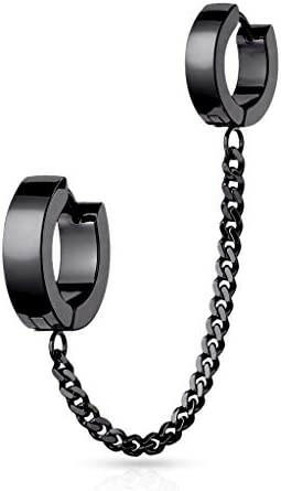 Surgical Steel Chain Linked Double Round Clicker Hoop Earrings - Impulse Piercings