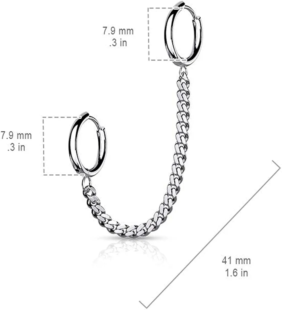 Surgical Steel Chain Linked Round Clicker Ear Hoops - Impulse Piercings