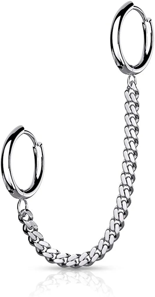 Surgical Steel Chain Linked Round Clicker Ear Hoops - Impulse Piercings