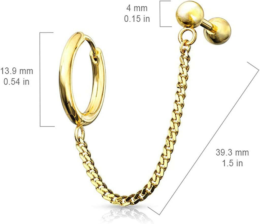 Surgical Steel Chain Linked Round Clicker Hoop Earring Cartilage Barbells - Impulse Piercings