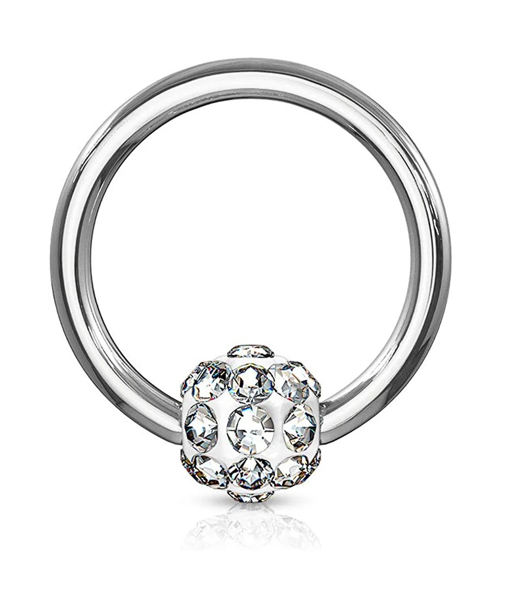 Surgical Steel Crystal Paved Ferido Ball Captive Bead Ring - Impulse Piercings