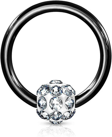 Surgical Steel Crystal Paved Ferido Ball Captive Bead Ring - Impulse Piercings