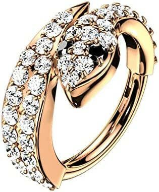 Surgical Steel CZ Paved Snake Hinged Segment Ring.