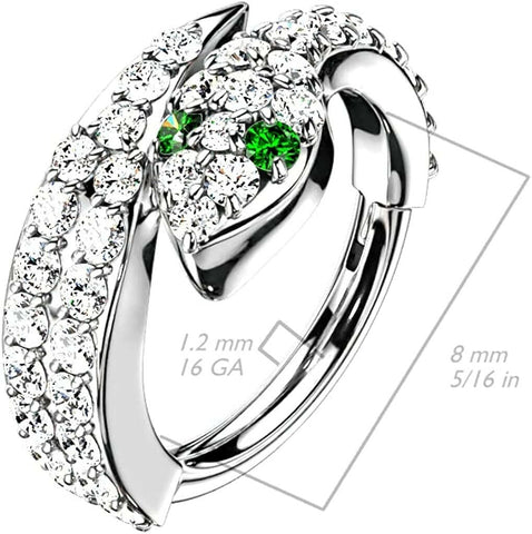 Surgical Steel CZ Paved Snake Hinged Segment Ring.