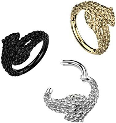 Surgical Steel Double Snake Head Hinged Segment Ring.