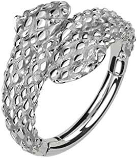 Surgical Steel Double Snake Head Hinged Segment Ring.