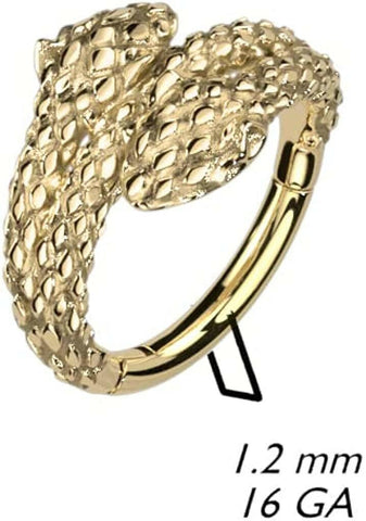 Surgical Steel Double Snake Head Hinged Segment Ring.