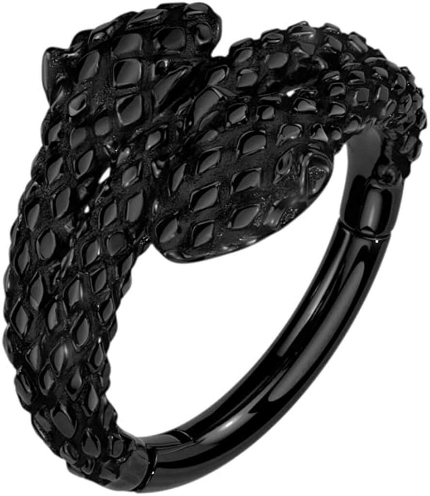 Surgical Steel Double Snake Head Hinged Segment Ring.