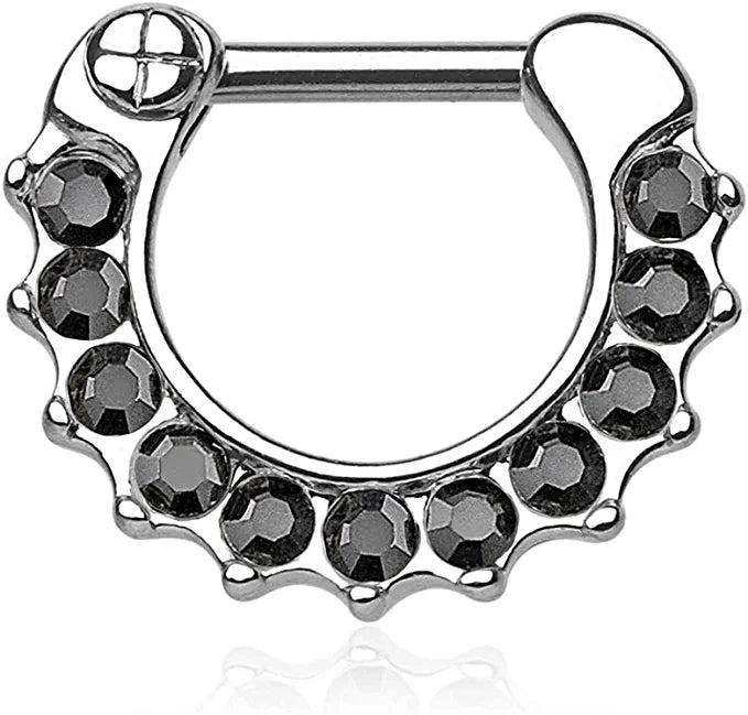 Surgical Steel Gem Paved Septum Clicker Ring - Impulse Piercings