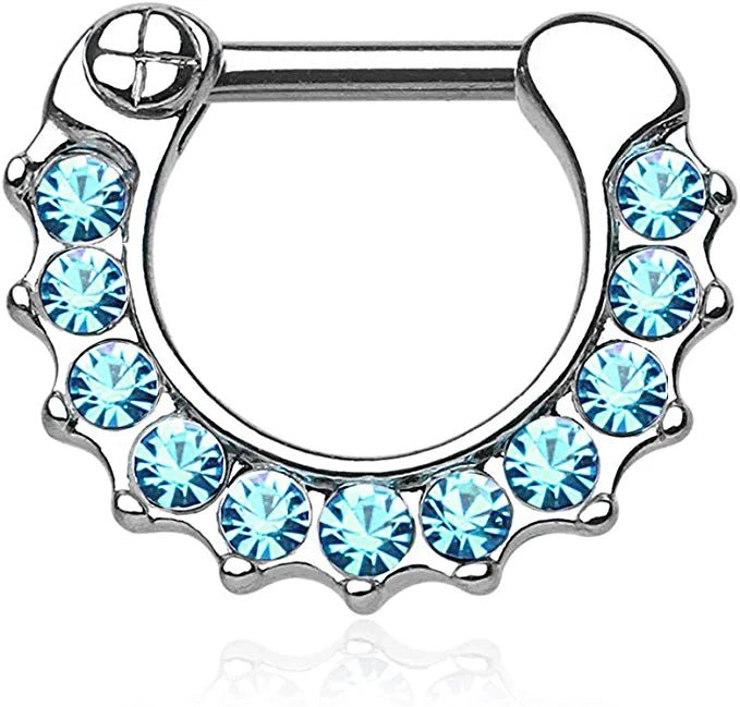 Surgical Steel Gem Paved Septum Clicker Ring - Impulse Piercings