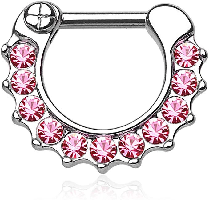 Surgical Steel Gem Paved Septum Clicker Ring - Impulse Piercings