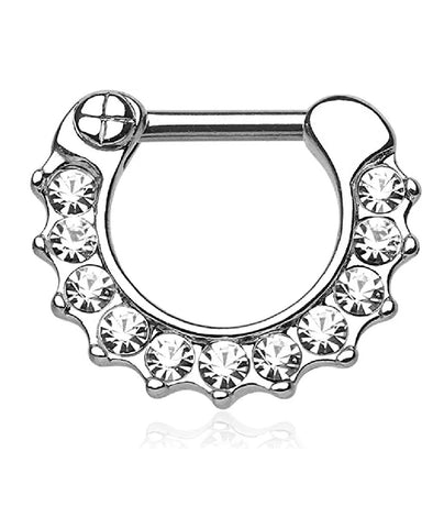 Surgical Steel Gem Paved Septum Clicker Ring - Impulse Piercings