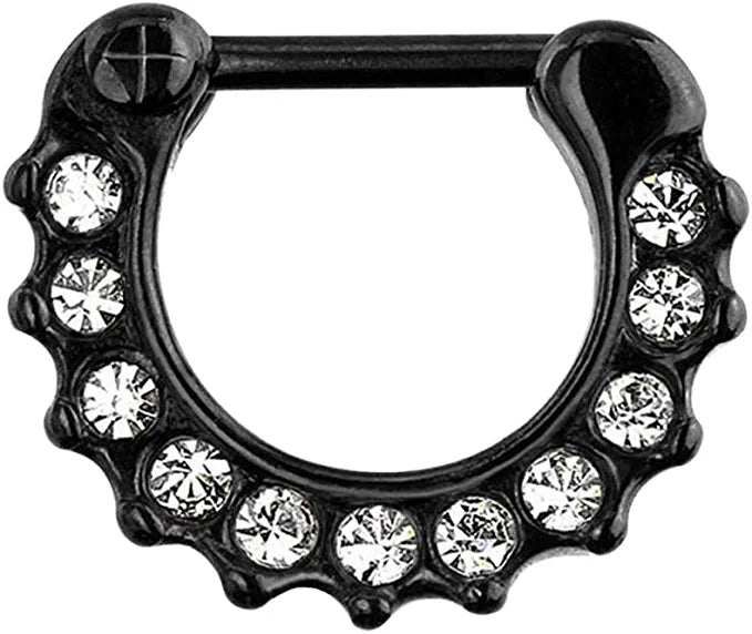 Surgical Steel Gem Paved Septum Clicker Ring - Impulse Piercings