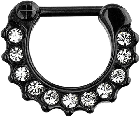 Surgical Steel Gem Paved Septum Clicker Ring - Impulse Piercings