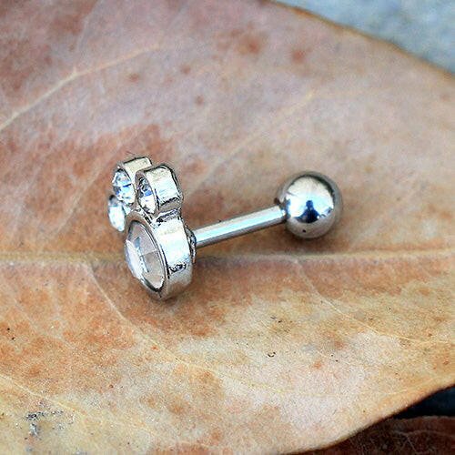 Surgical Steel Gemmed Animal Paw Cartilage Earring - Impulse Piercings