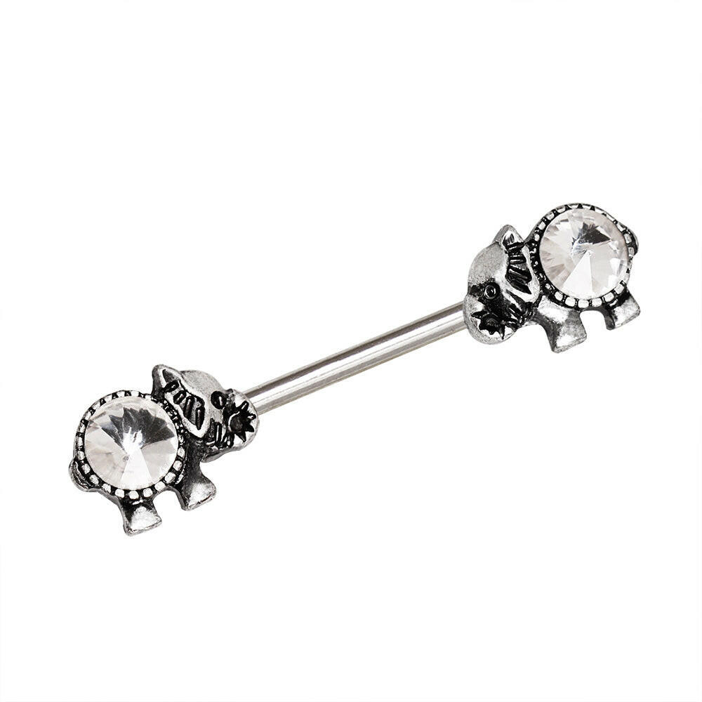 Surgical Steel Jeweled Elephant Nipple Bar.