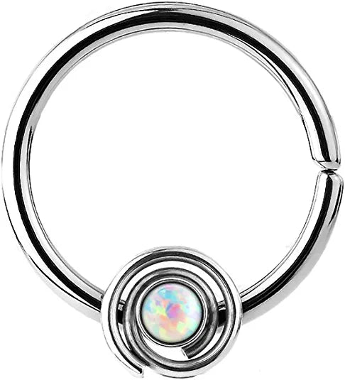 Surgical Steel Opal Spiral Bendable Septum Cartilage Hoop Rings - Impulse Piercings