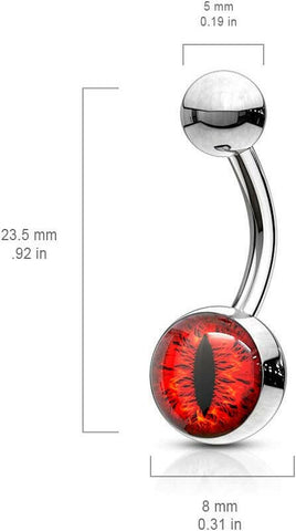 Surgical Steel Snake Eye Inlaid Belly Navel Ring.