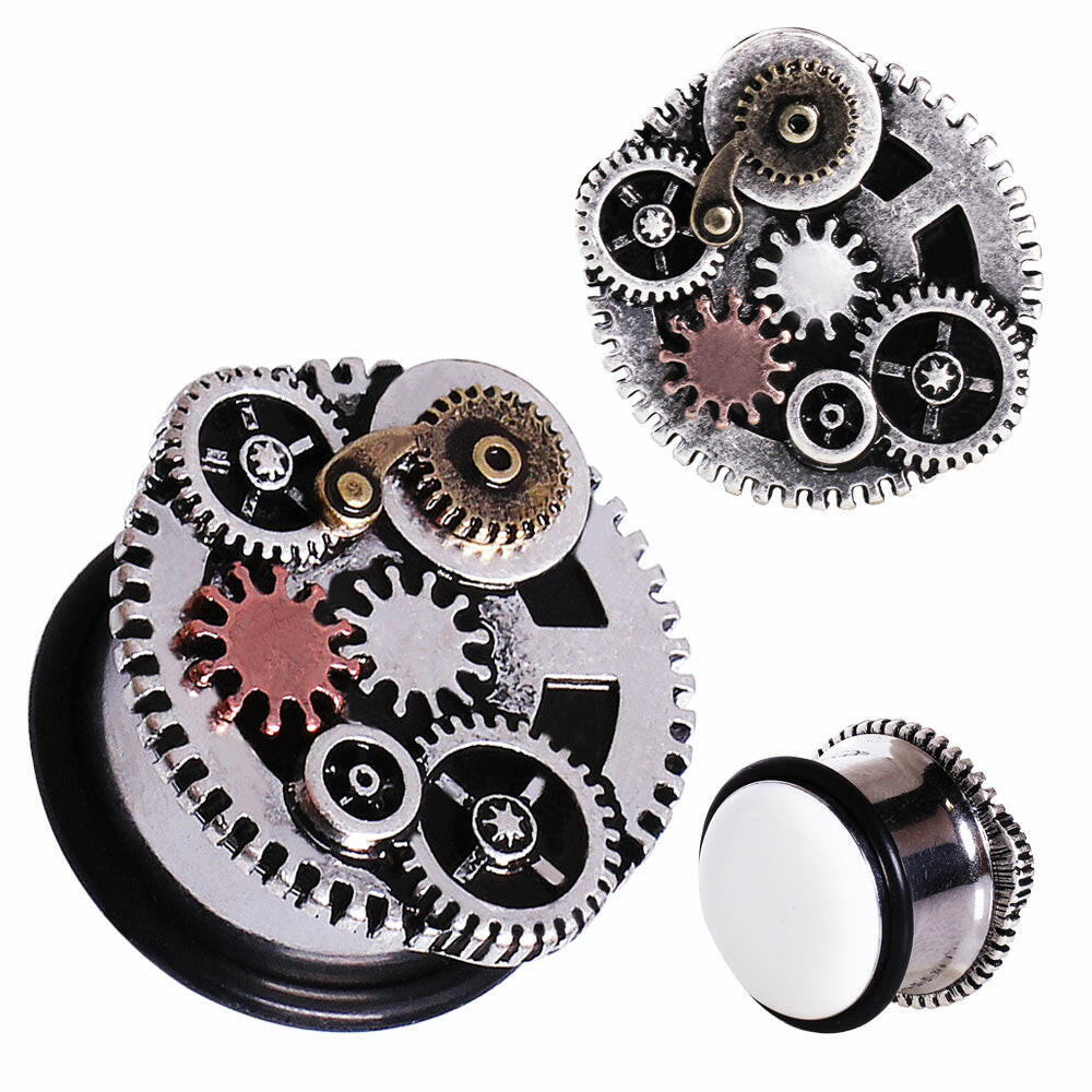 Surgical Steel Steampunk Gear Menagerie Plug.