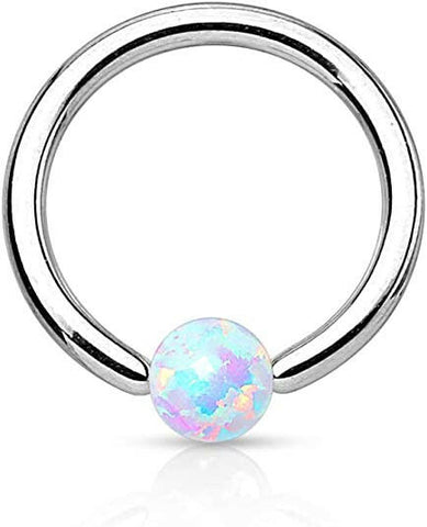 Surgical Steel Synthetic Opal Ball Captive Bead Rings - Impulse Piercings