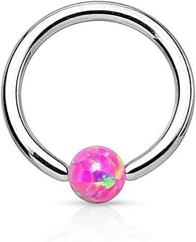 Surgical Steel Synthetic Opal Ball Captive Bead Rings - Impulse Piercings