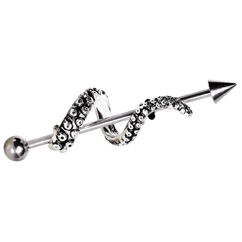 Surgical Steel Tentacle Wrap Industrial Barbell.