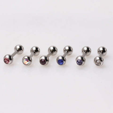 Surgical Steel Tragus Ring with Press Fitted Cubic Zirconia Ball