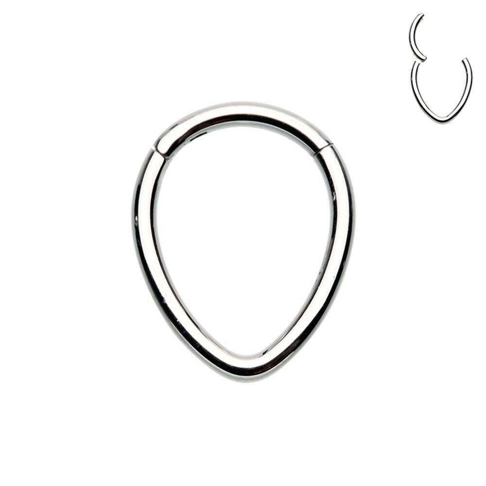 Teardrop Steel Seamless Hinged Clicker Ring.