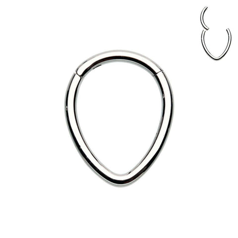 Teardrop Steel Seamless Hinged Clicker Ring.