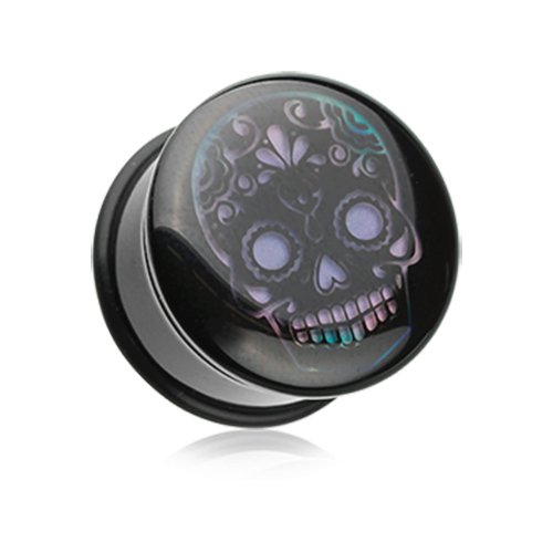 Thermotropic Sugar Skull Single Flared Mood Plug.