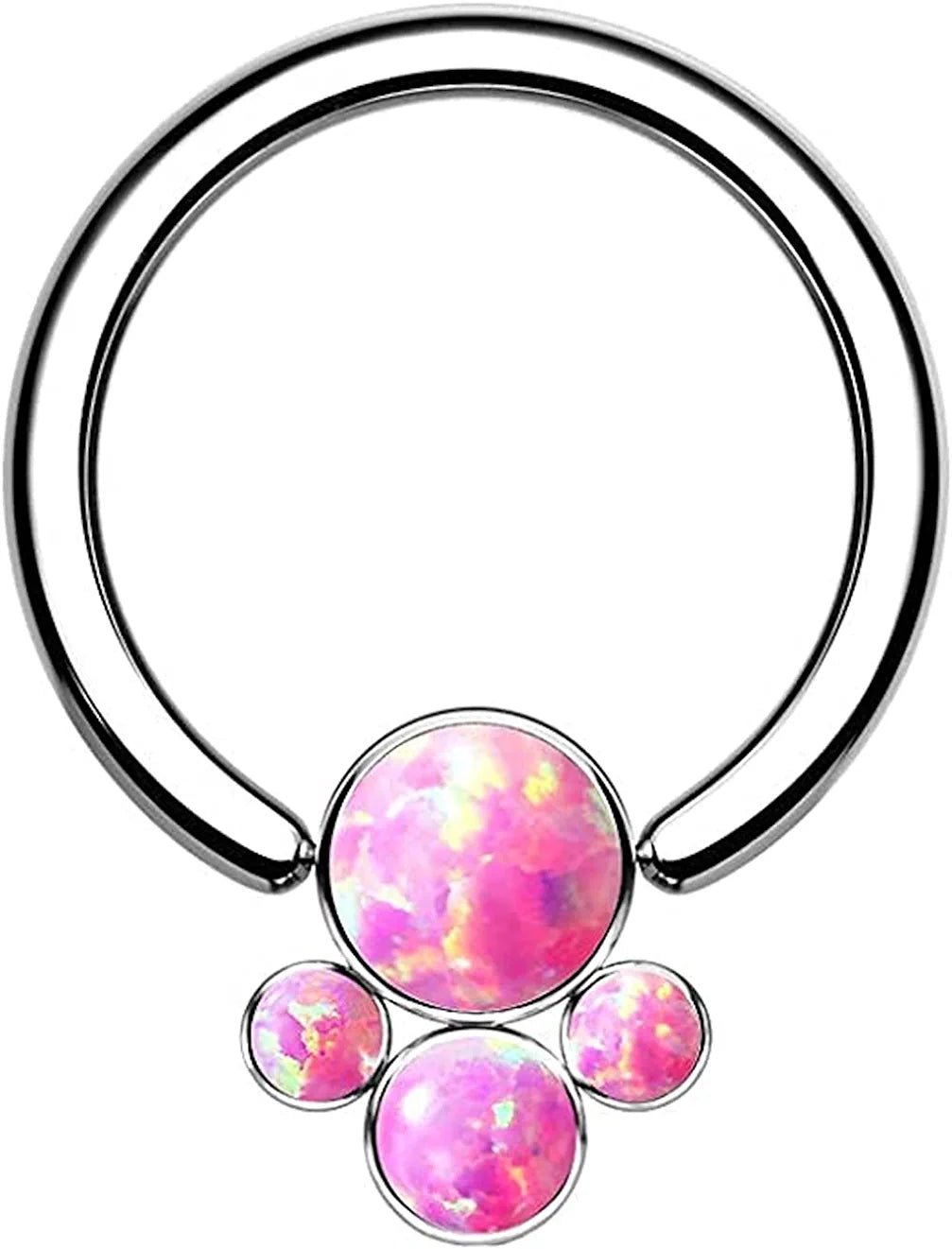 Titanium Bezel 4 Opal Cluster Captive Bead Rings - Impulse Piercings