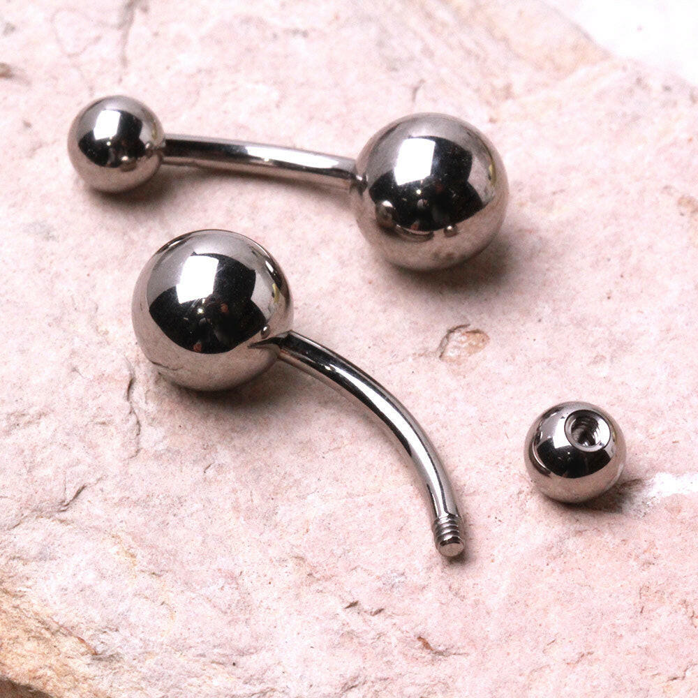 Titanium Navel Ring with Solid Balls - Impulse Piercings