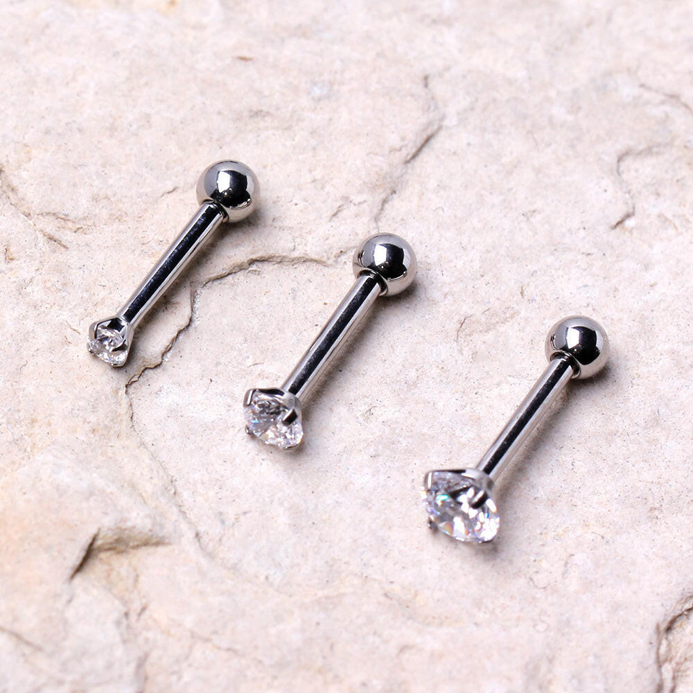 Titanium Prong Set CZ Triple Helix / Cartilage Earring - Impulse Piercings