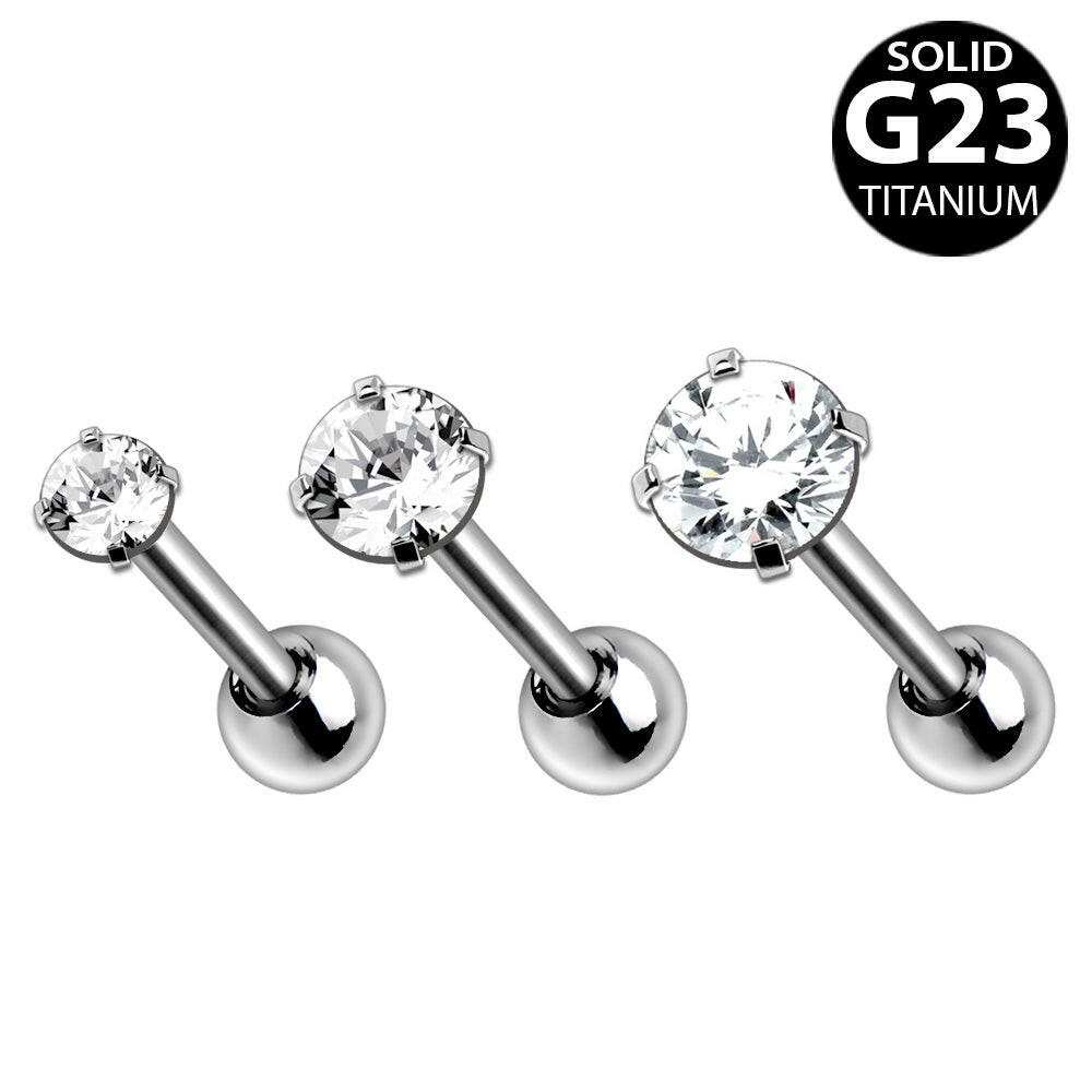 Titanium Prong Set CZ Triple Helix / Cartilage Earring - Impulse Piercings