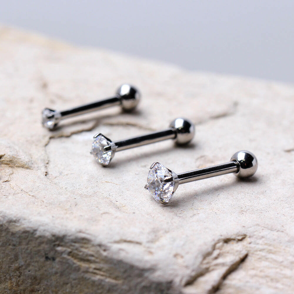 Titanium Prong Set CZ Triple Helix / Cartilage Earring - Impulse Piercings