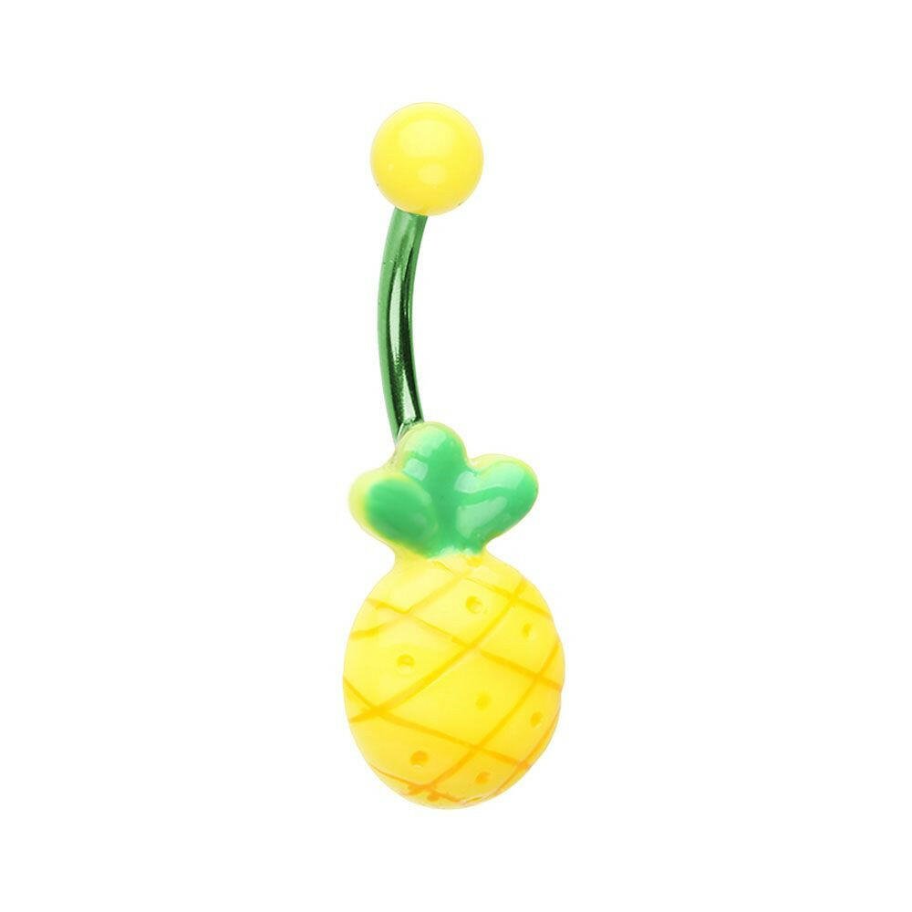 Tropical Pineapple Non Dangle Belly Button Ring.