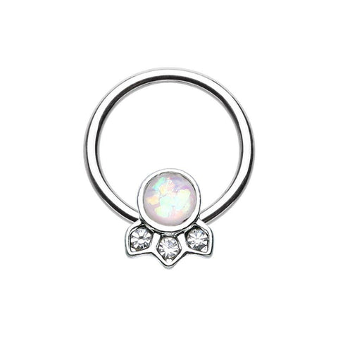 Victorian Glitter Opal Captive Bead Ring.